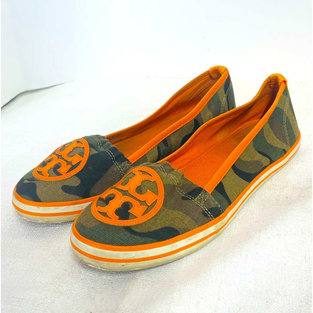 Tory Burch slip on Sneaker Orange camo size 8 1/2 M